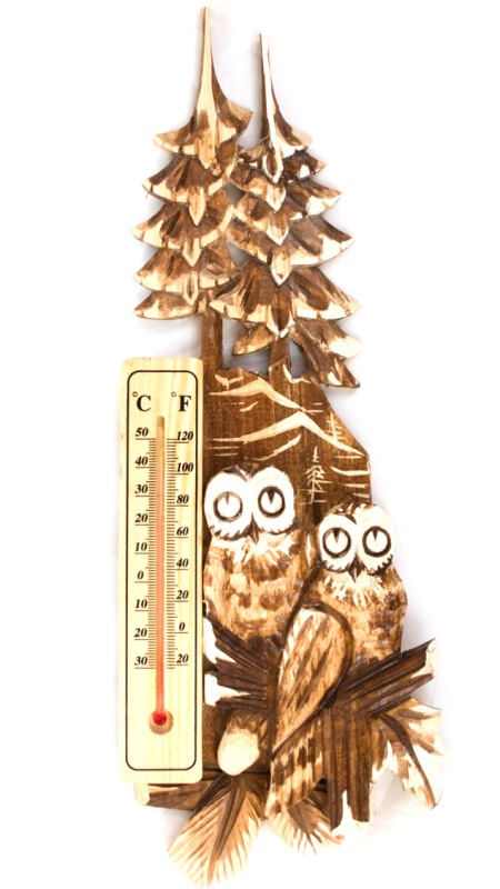 Деревянный термометр 2 совы
